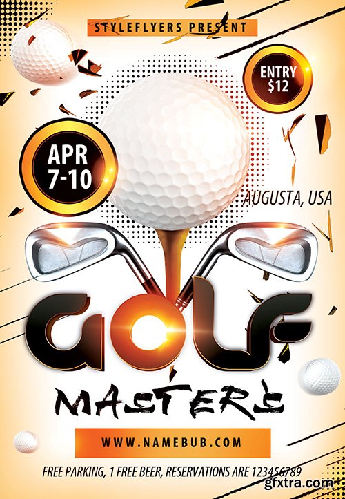 Golf Masters PSD Flyer Template + Facebook Cover
