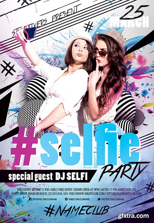 #Selfi Party PSD Flyer Template + Facebook Cover