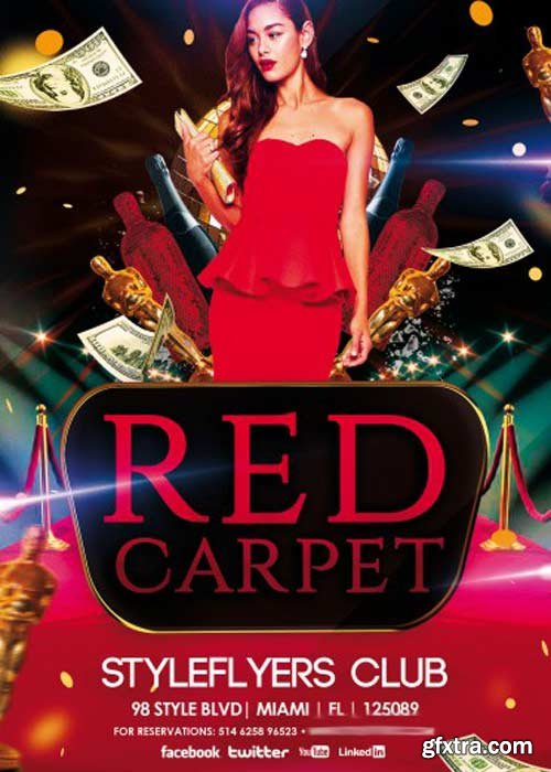 Red Carpet V1 Flyer PSD Template + Facebook Cover