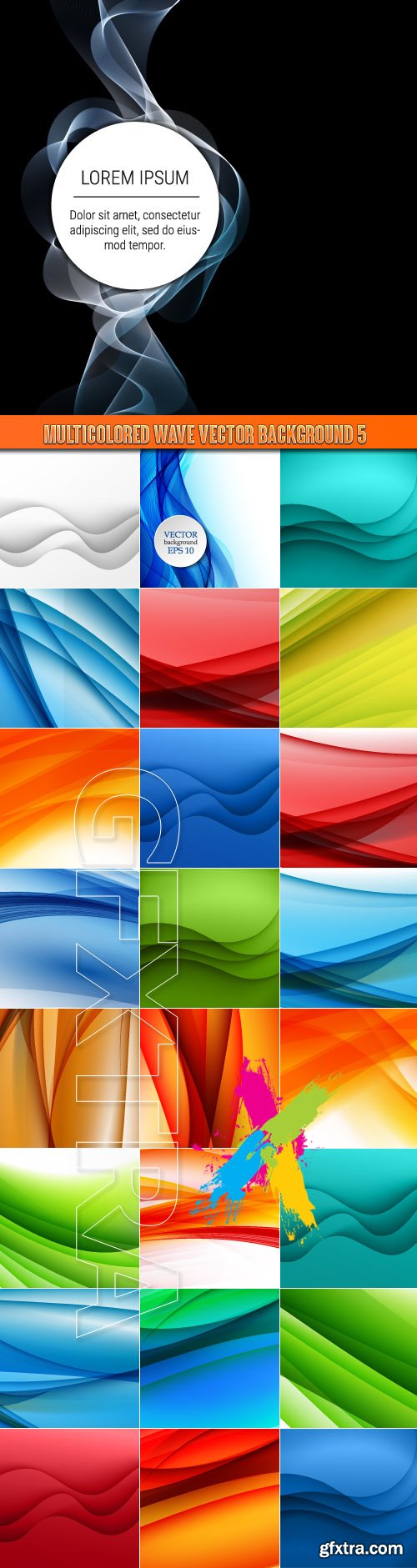 Multicolored wave vector background 5