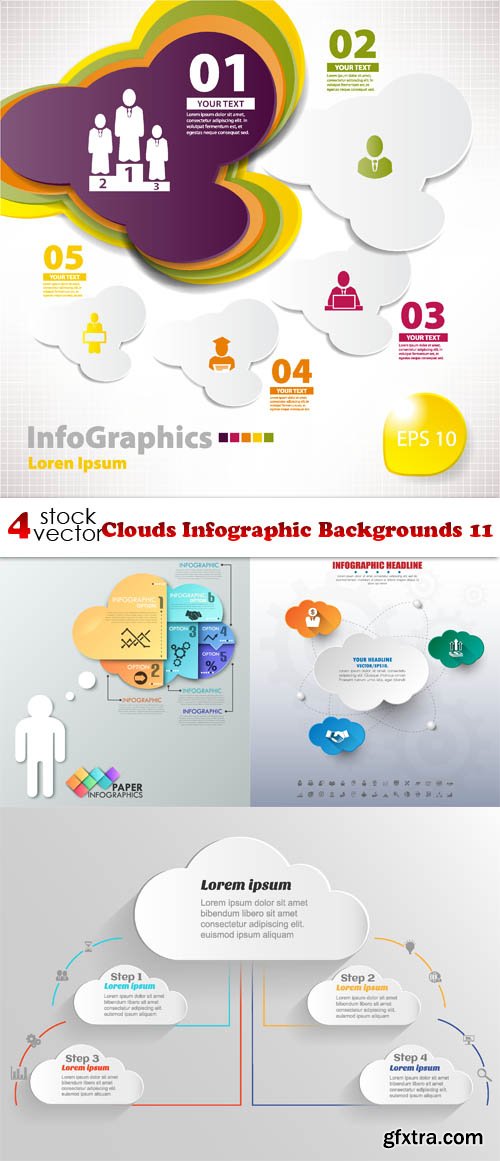 Vectors - Clouds Infographic Backgrounds 11