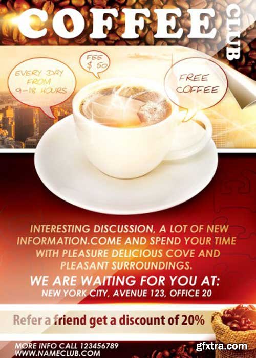 Сoffee Club Flyer PSD Template + Facebook Cover