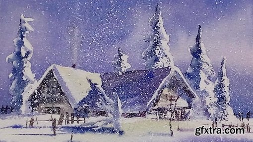 How to paint winter landscape in just one hour!