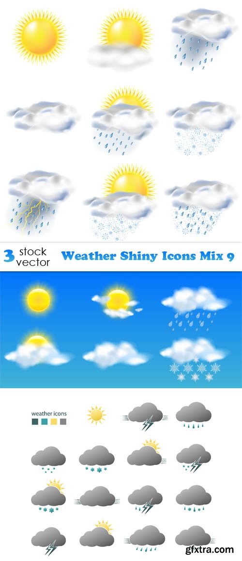 Vectors - Weather Shiny Icons Mix 9