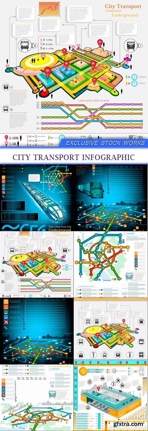 city transport infographic 8X EPS