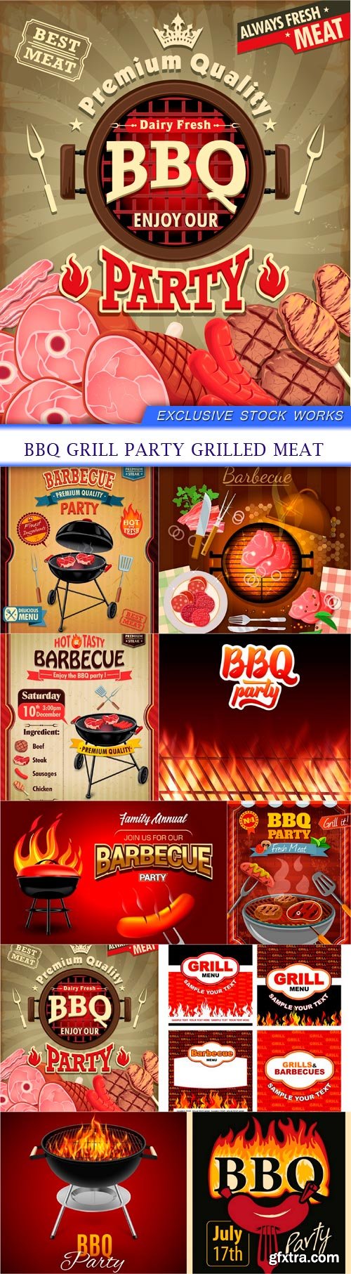 Bbq grill party grilled meat 10X EPS