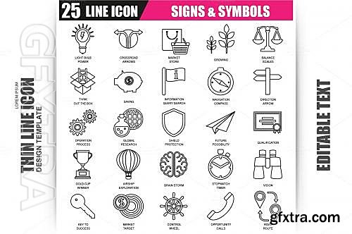 CM - Thin Line Signs And Symbols Icons 609824