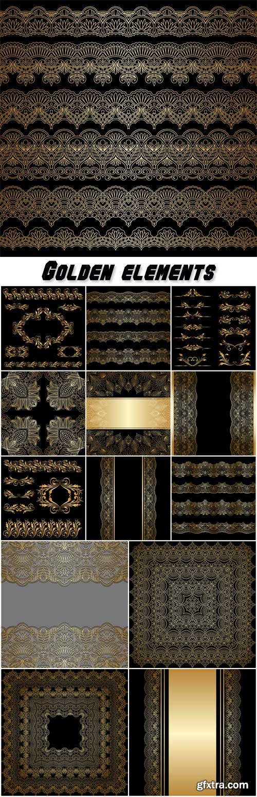 Golden elements in the vector, pattern, ornament, borders
