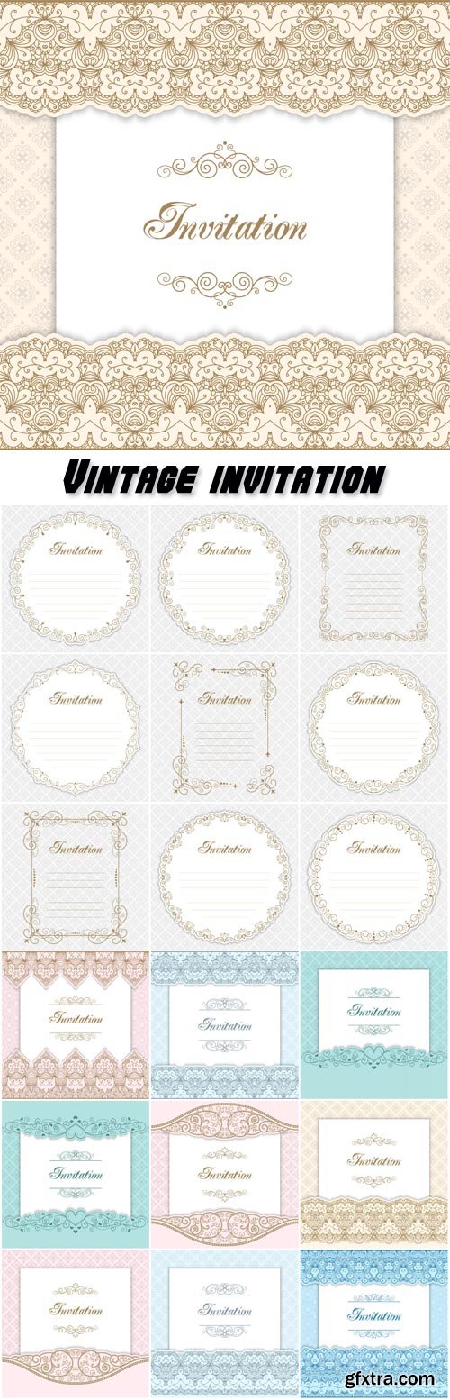 Vintage invitation, calligraphy vector frame