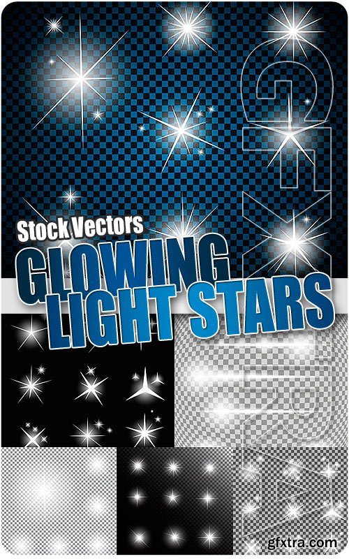 Sets of Glowing Light Stars - Stock Vectors