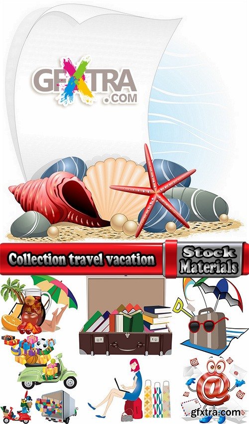 Collection travel vacation beach vacation drink juice vector image 25 EPS