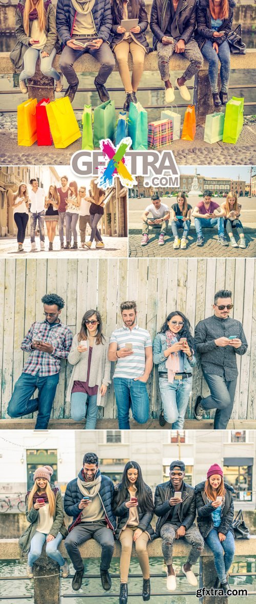 Stock Photo - Young People with Smartphones