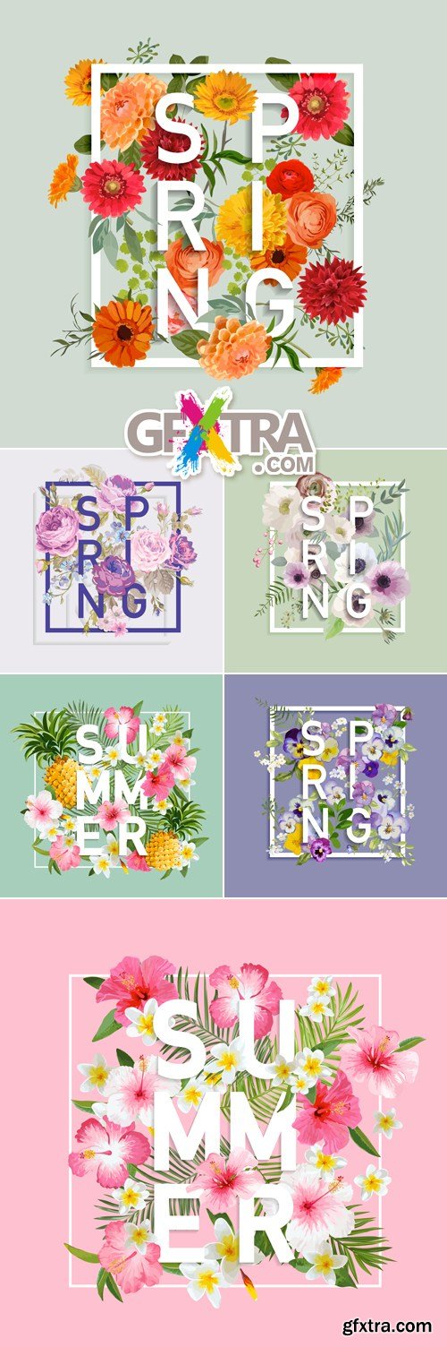 Spring & Summer Posters Vector