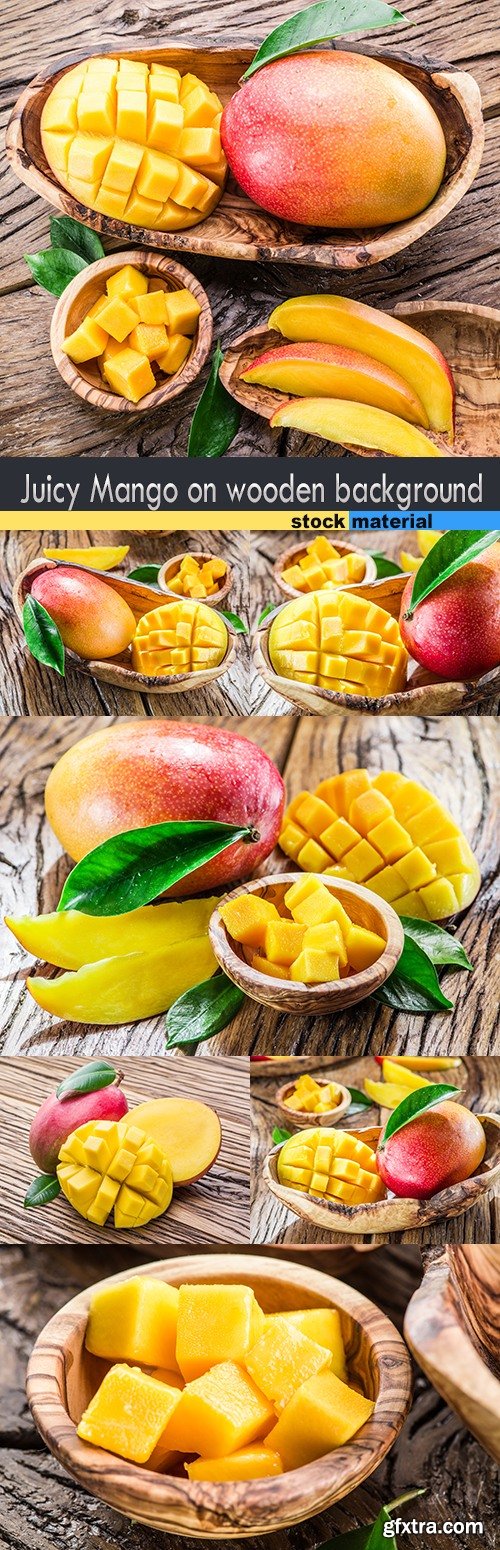 Juicy Mango on wooden background