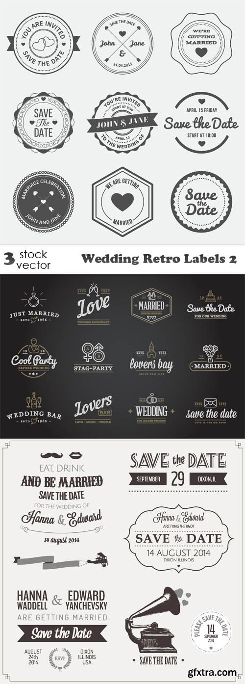 Vectors - Wedding Retro Labels 2
