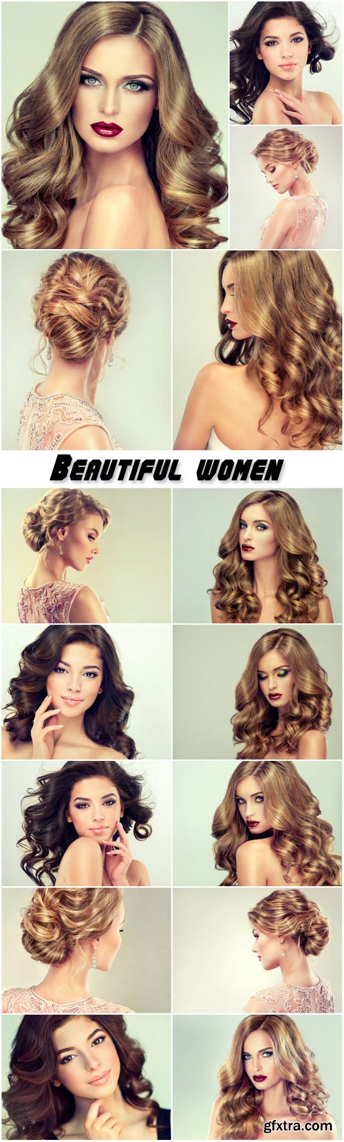 Beautiful women, trendy hairstyles, make-up