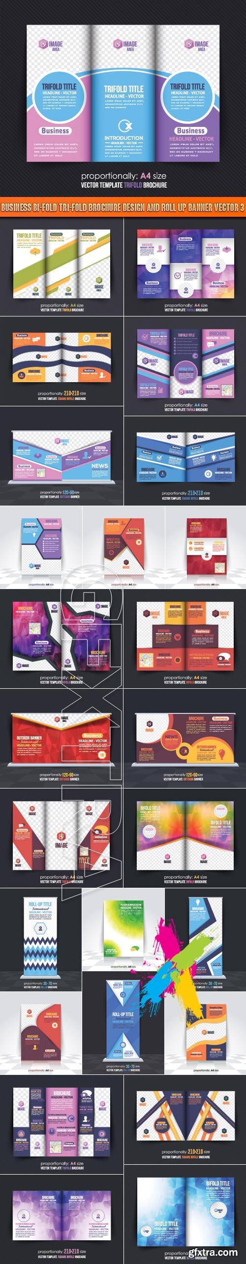 Business Bi-Fold Tri-Fold Brochure Design and Roll up banner vector 3