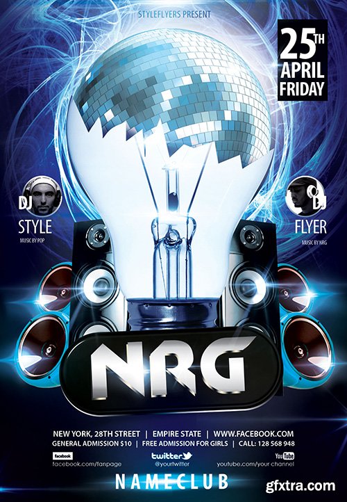 NRG PSD Flyer Template + Facebook Cover