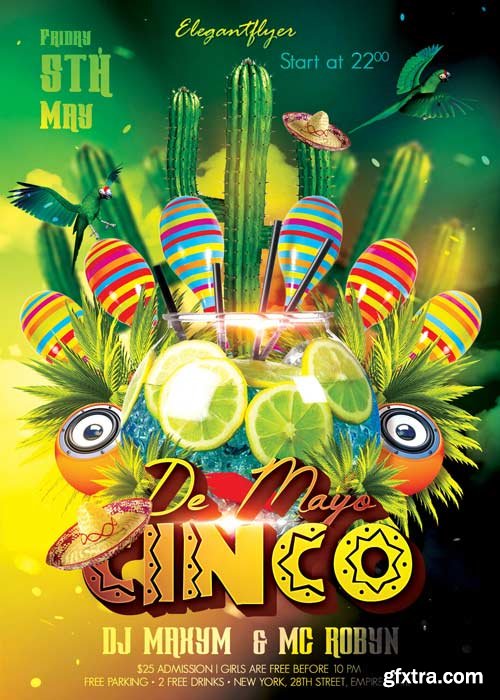 Cinco De Mayo V02 Flyer PSD Template + Facebook Cover