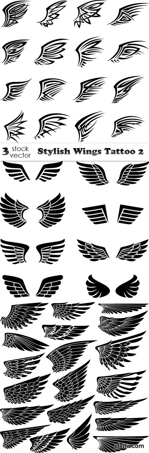Vectors - Stylish Wings Tattoo 2