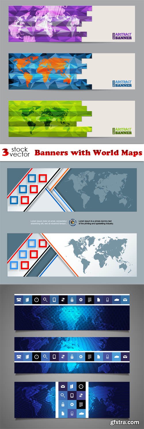 Vectors - Banners with World Maps