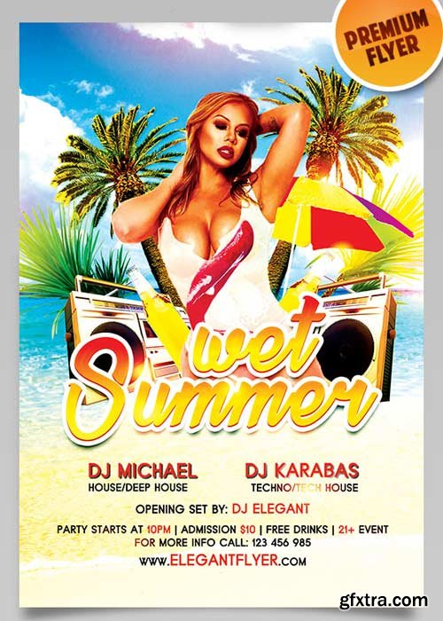 Wet Summer Flyer PSD Template + Facebook Cover