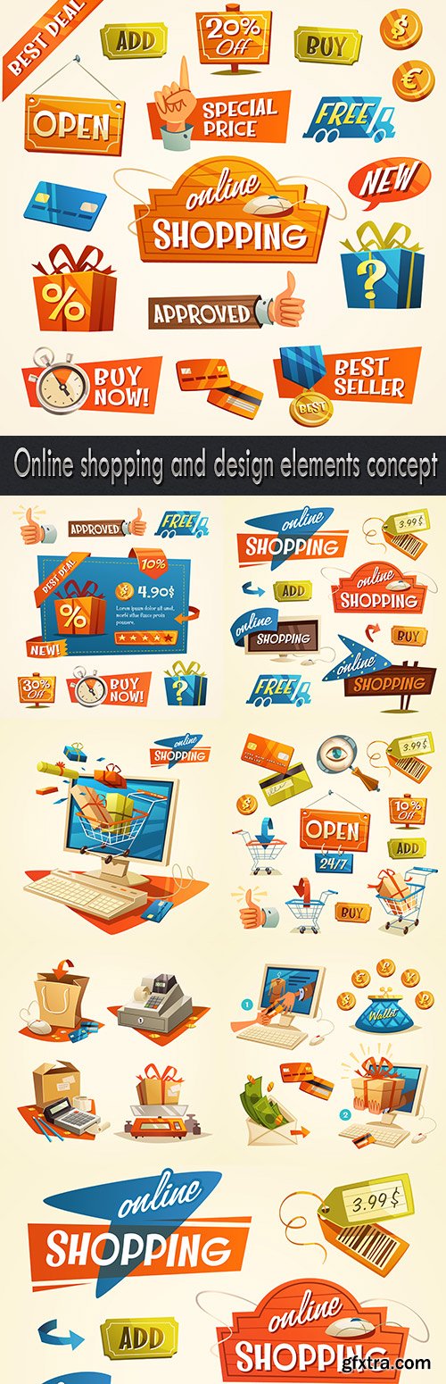 Online shopping and design elements concept