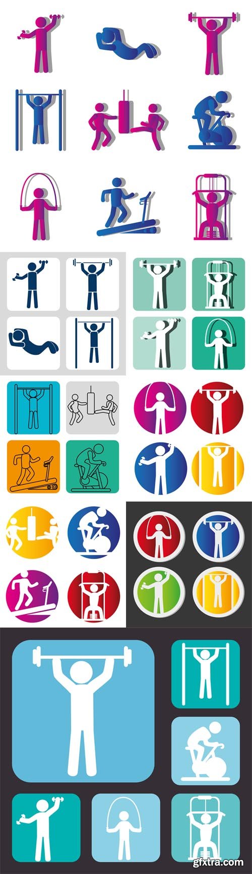 Vector Set - Fitness Gym Design Icons