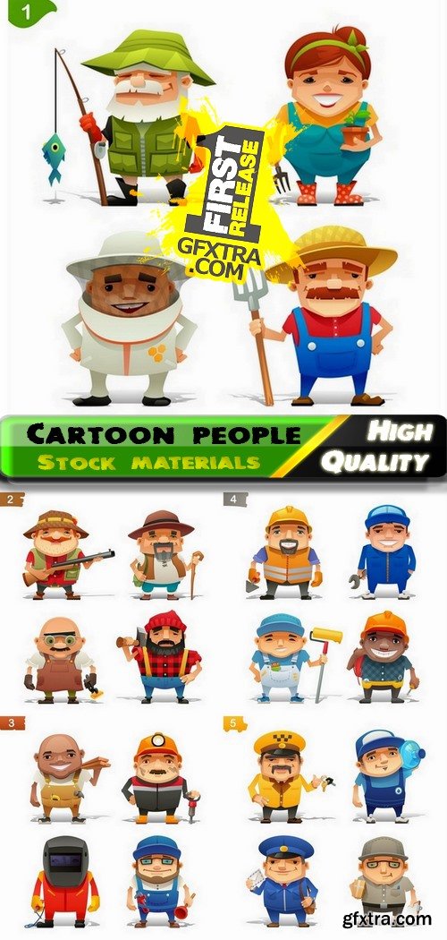 Cartoon People of Different Professions 15xEPS