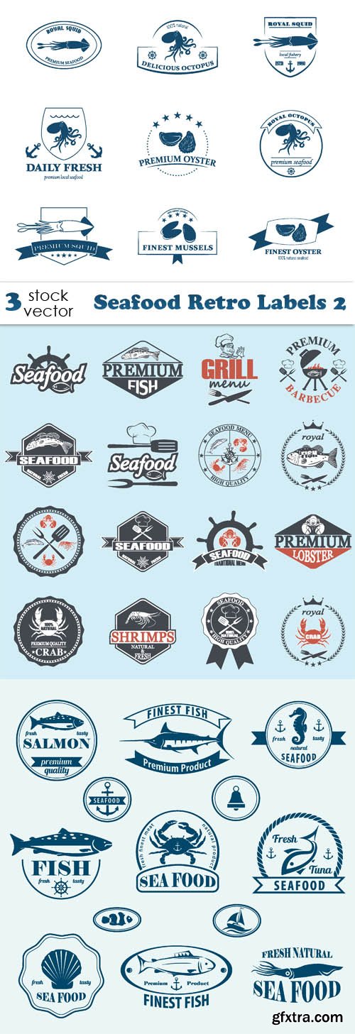 Vectors - Seafood Retro Labels 2