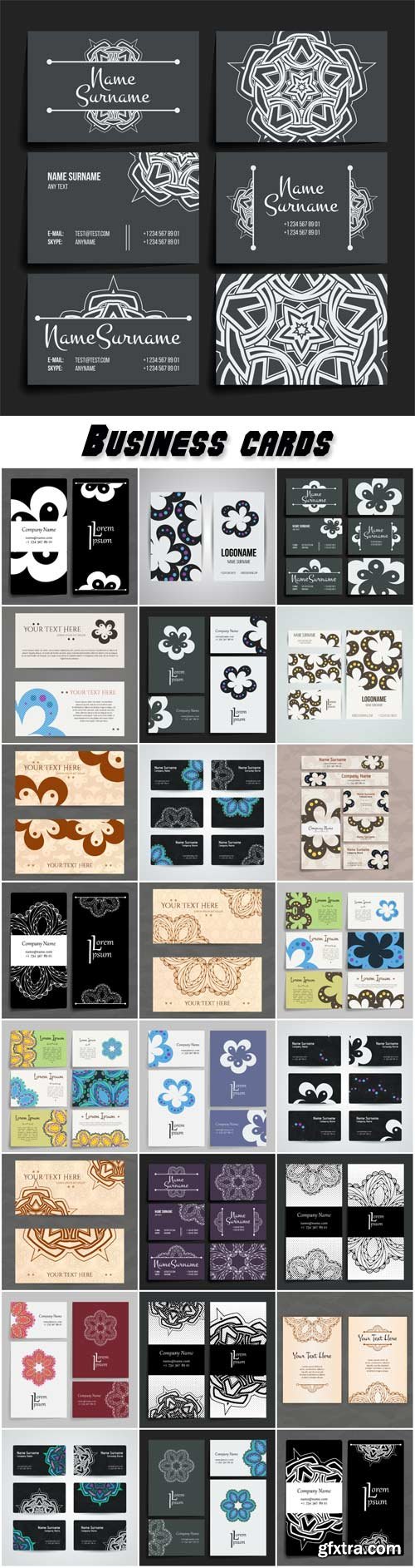 Business cards vector, arabian patterns