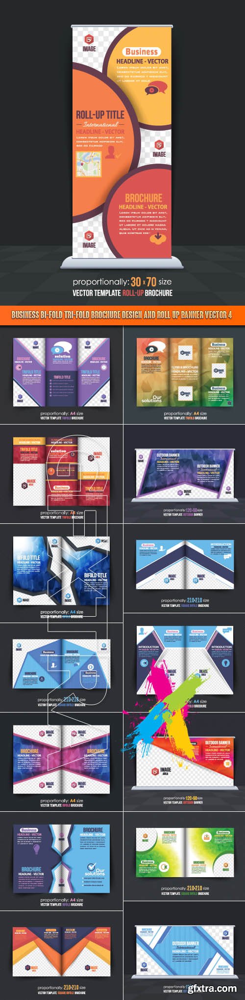 Business Bi-Fold Tri-Fold Brochure Design and Roll up banner vector 4