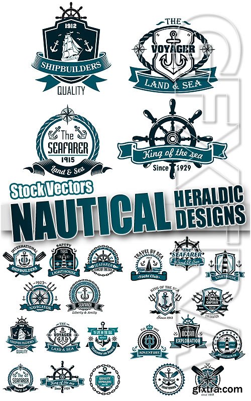 Nautival heraldic designs - Stock Vectors