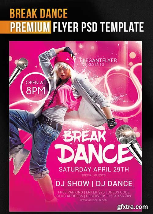 Break Dance – Flyer PSD Template + Facebook Cover