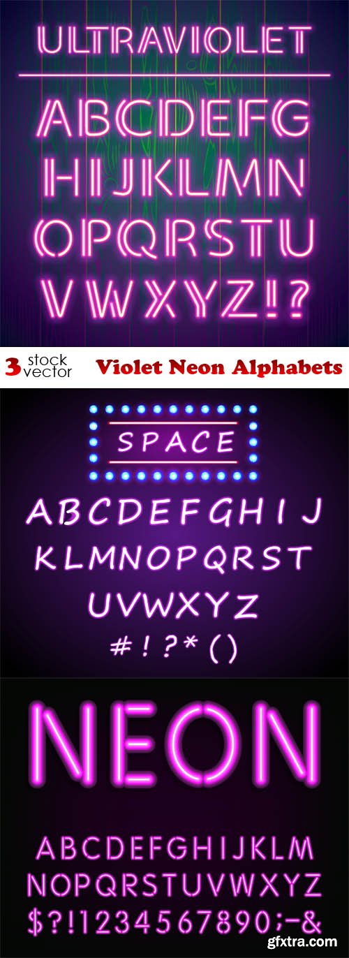 Vectors - Violet Neon Alphabets