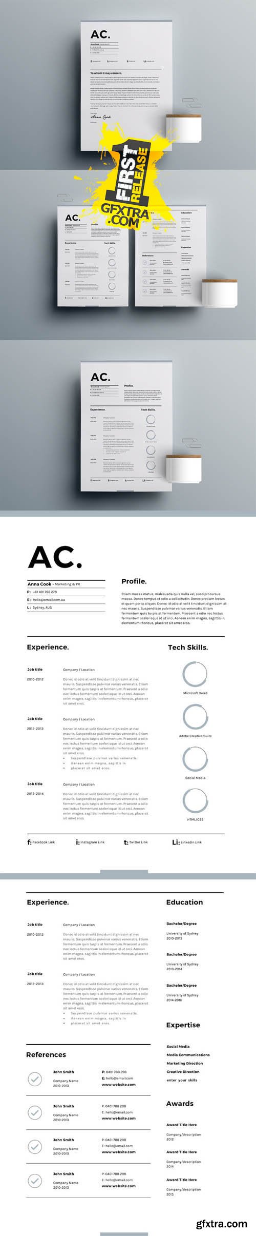 CM - Resume Template 3 Page | CV Template 636078