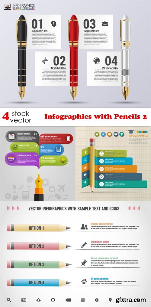 Vectors - Infographics with Pencils 2