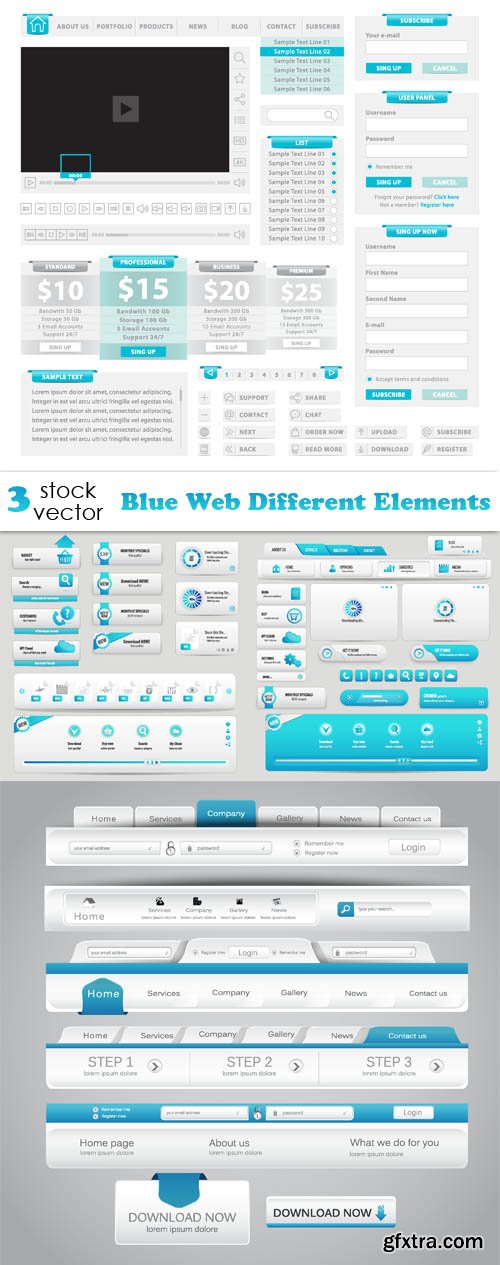 Vectors - Blue Web Different Elements