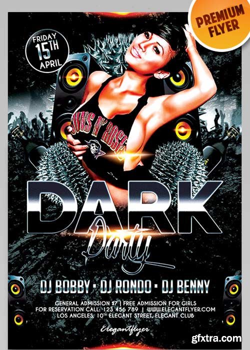 Dark Party V3 Flyer PSD Template + Facebook Cover