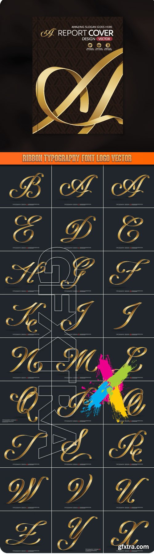 Ribbon typography font logo vector
