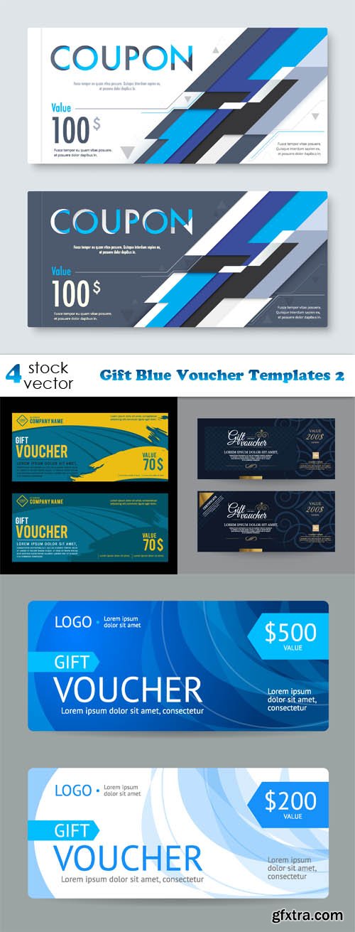 Vectors - Gift Blue Voucher Templates 2