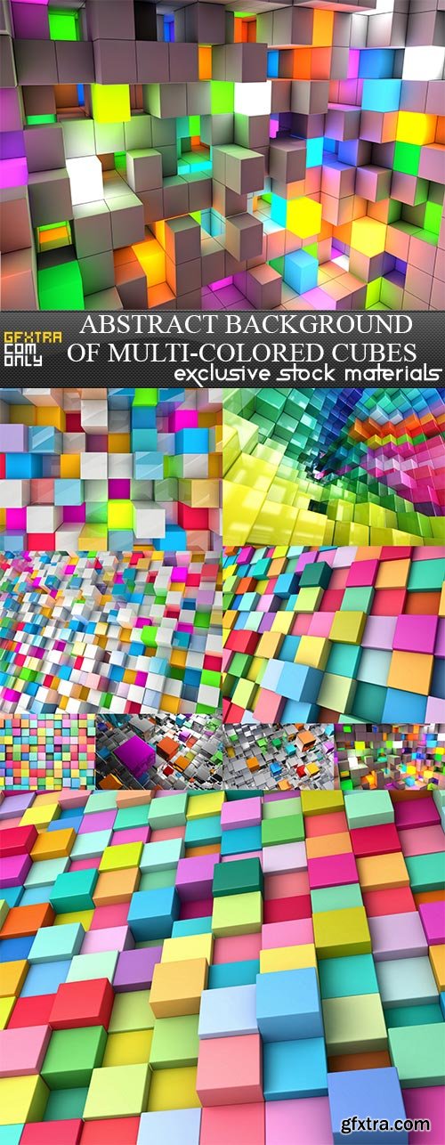 Abstract background of multi-colored cubes, 9 x UHQ JPEG