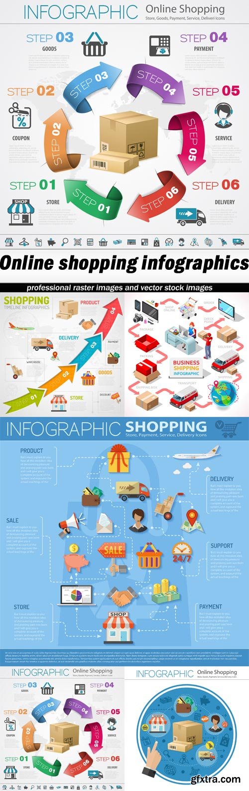 Online shopping infographics-5xEPS