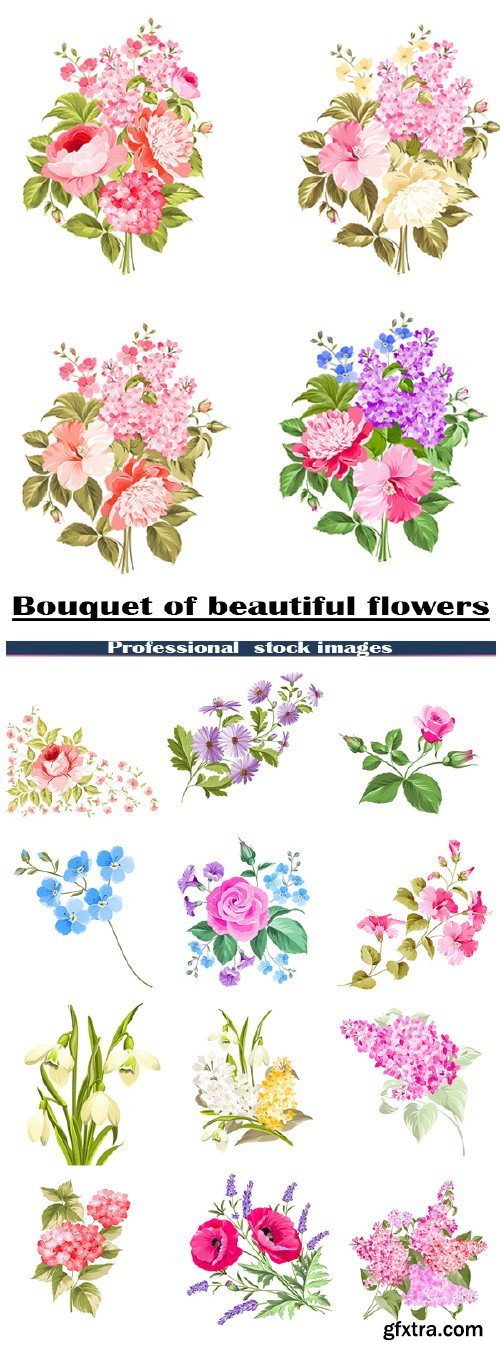 Stock vector bouquets of beautiful flowers