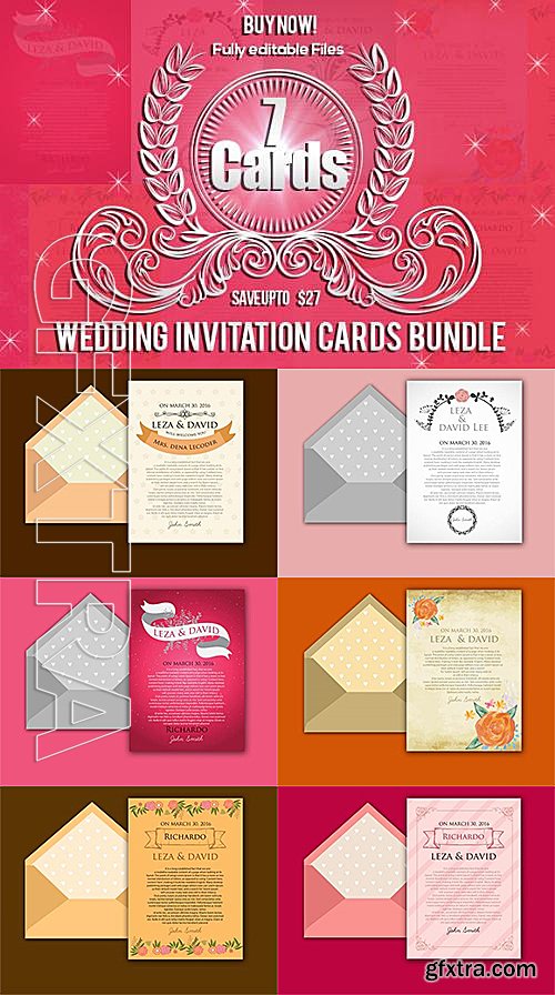 CM - 7 Wedding Invitation Cards Bundle 624185