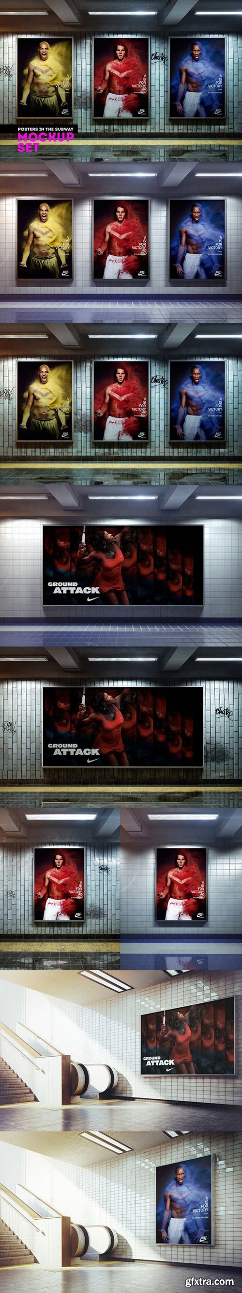 CM - Posters in the subway Mockup Set 642245