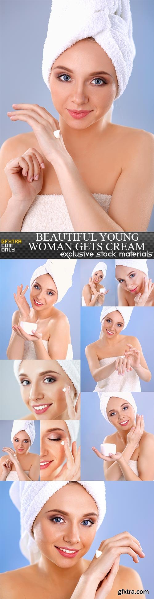 Beautiful young woman gets cream, 9 x UHQ JPEG