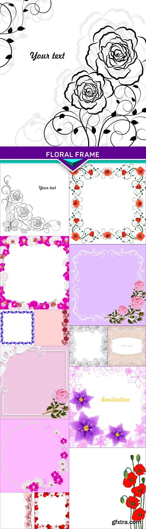 Floral frame1 15x EPS