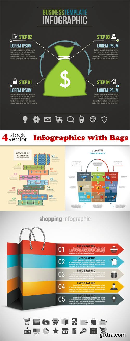Vectors - Infographics with Bags