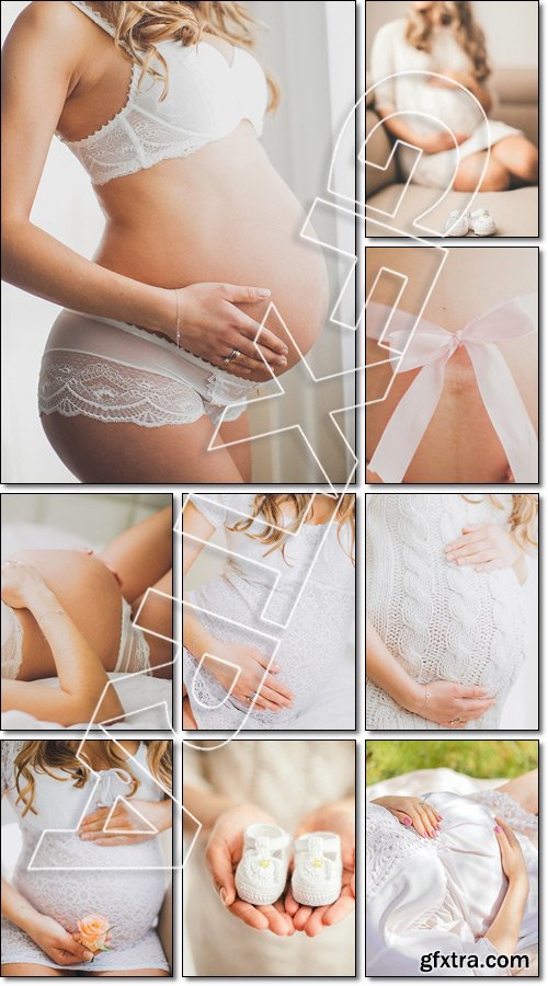 Pregnant blond waiting for a small miracle - Stock photo